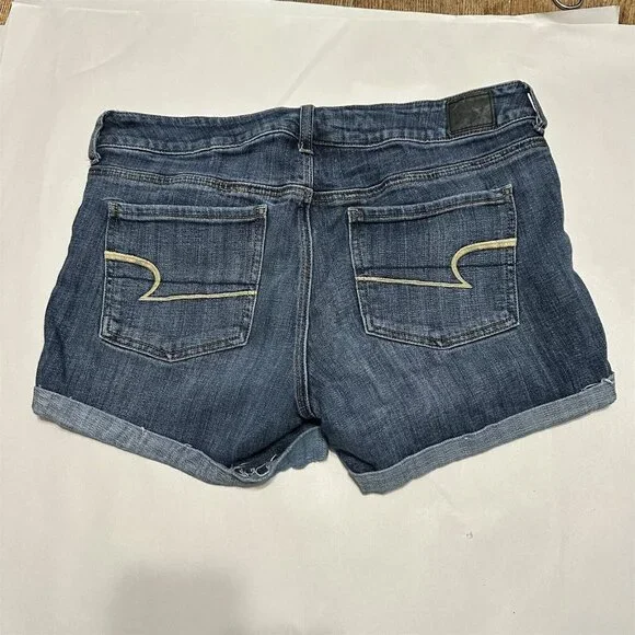 American Eagle Shorts Jean Super Stretch Womens 12 Denim Cuffed Short - Picture 5 of 8